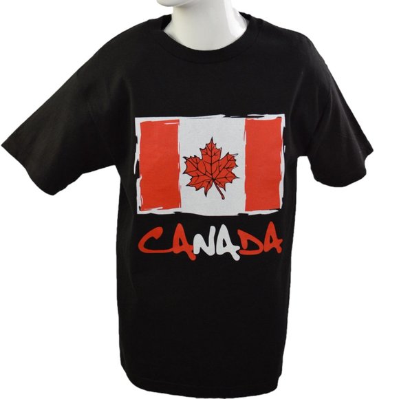 Canadian Canada Flag Emblem MEN sz M Tee Shirts Black - Picture 1 of 6